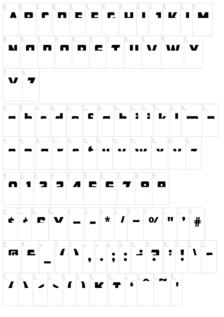 CFB1 American Patriot font map